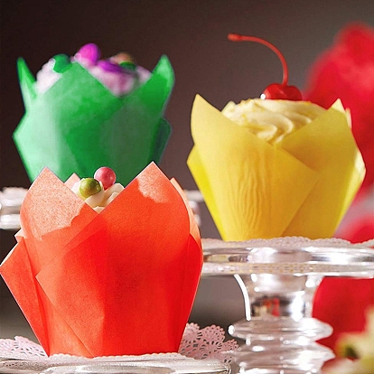 Moules à cupcakes en papier tulipe, supports de moules à muffins ingraissables emballages de cuisson