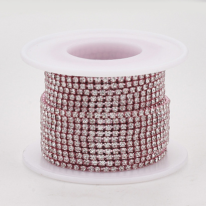 Electrophoresis Brass Rhinestone Strass Chains, Crystal Rhinestone Cup Chains, with Spool