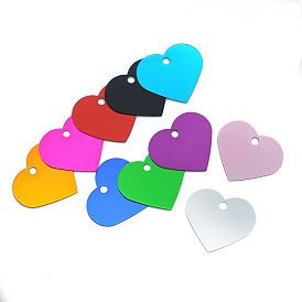 Colored Aluminum Pendants, Laser Cut, Double Sided Dog Pet Name Phone Number ID Tag Charm, Heart