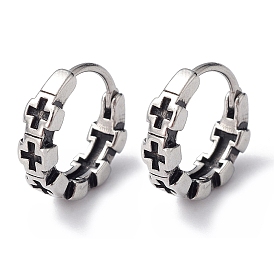 316 Stainless Steel Cross Hoop Earrings for Men Women