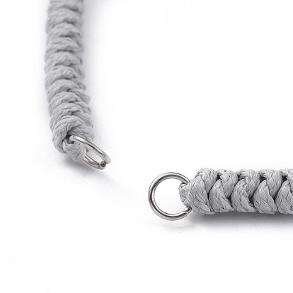 Fabrication de bracelet en cordons polyester ciré coréen ajustable, avec des perles d'hématite synthétiques non magnétiques et des anneaux de saut en fer