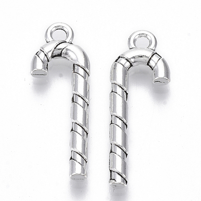 Tibetan Style Alloy Pendants, Lead Free & Cadmium Free, for Christmas, Christmas Candy Cane