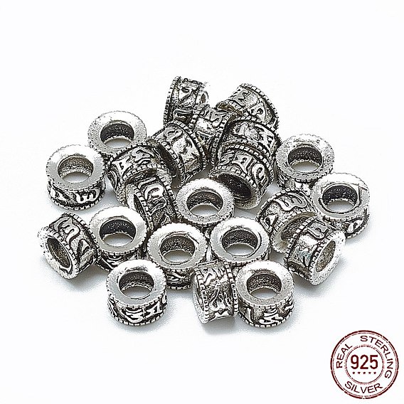 Tailandia 925 cuentas de plata esterlina, abalorios de grande agujero, columna