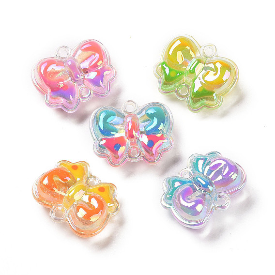 Transparent UV Plating Acrylic Connector Charms, with Enamel, Butterfly