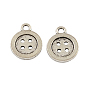 4-Hole Button Tibetan Style Zinc Alloy Charms, Lead Free & Cadmium Free, 16x12.6x2mm, Hole: 2.5mm, about 454pcs/500g
