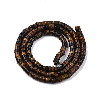 Natural Tiger Eye Beads Strands, Heishi Beads, Flat Round/Disc