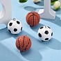 16Pcs 2 Colors Opaque Resin Pendants, with Platinum Tone Iron Loop, Basketball & Football/Soccer Ball