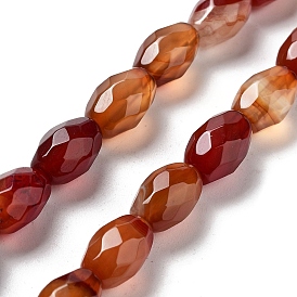 Natural Red Agate Beads Strands, Faceted Rice