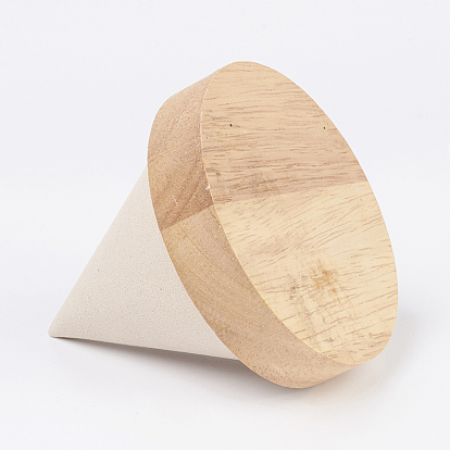 Collier bois affiche, avec faux suède, présentoirs en forme de cône
