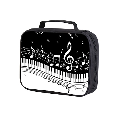 Polyester Musical Tote Bags, Piano Sheet Music Storage Bags with Zipper, Rectangle