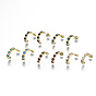 Brass Micro Pave Cubic Zirconia Stud Earrings, Half Hoop Earrings, with Ear Nuts, Nickel Free, Real 18K Gold Plated, Flat Round