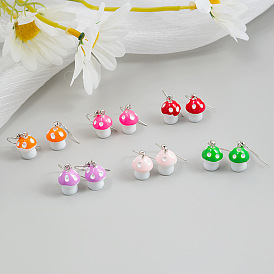 Sweet and Cute 3D Mushroom Earrings - Creative Multicolor Ear Accessories for Women