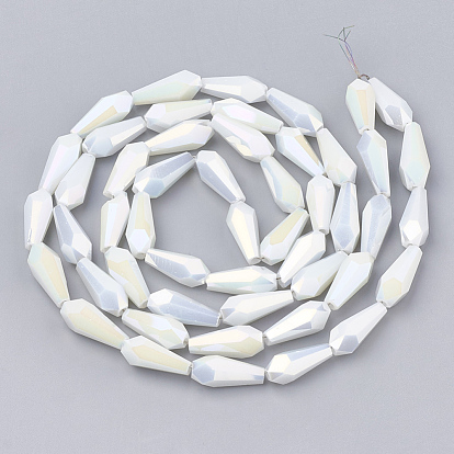 Galvanoplastie opaques couleur unie perles de verre brins, facette, vase
