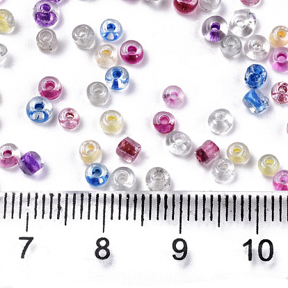 Perles de rocaille en verre, les couleurs de l'intérieur transparentes, trou rond, ronde