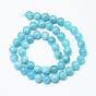 Brins de perles de quartz bleu naturel, imitation couleur amazonite, ronde, teint