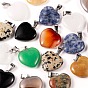 20 piezas 10 estilo corazón colgantes de piedras preciosas naturales, con fornituras de latón de tono platino