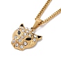 Collier pendentif léopard strass cristal avec émail, placage ionique (ip) 304 bijoux en acier inoxydable pour femmes
