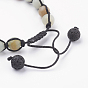 Chakra Jewelry, Adjustable Gemstone and Resin Braided Bead Bracelets, Nylon Thread Square Knot Bracelet, Round