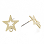 Iron Stud Earring Findings, with Loop and Steel Pin, Star