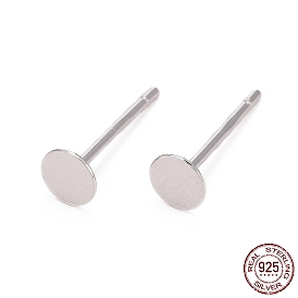 925 Sterling Silver Ear Stud Findings, Earring Posts, 12x4x0.5mm, Pin: 0.8mm
