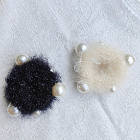 Automne hiver peluche cheveux cravate perle élastique bande ours chapeaux-série sombre.