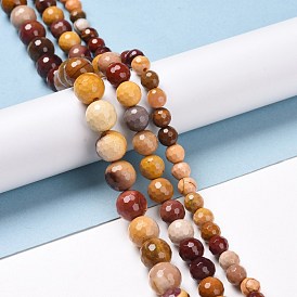 Natural Mookaite Beads Strands, Faceted(128 Facets), Round