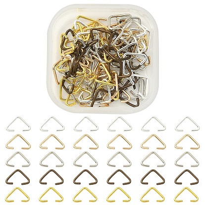 100Pcs 5 Colors Iron Triangle Rings, Buckle Clasps, Fit For Top Drilled Beads, Webbing, Strapping Bags