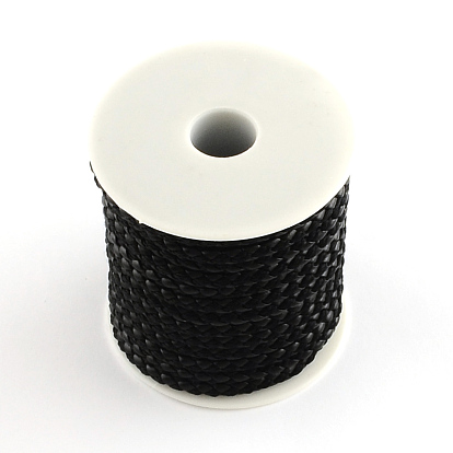 Tressé pu cordon de cuir, imitation cordon en cuir pour la fabrication de bracelets, 5mm, environ 9.84 yards (9m)/rouleau