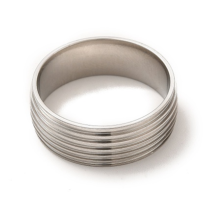 201 Stainless Steel Grooved Finger Ring Findings, Ring Core Blank for Enamel
