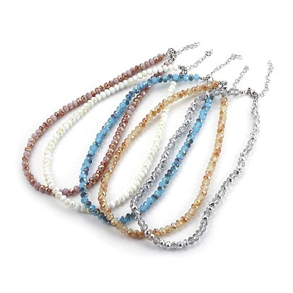 Colliers de perles de verre, avec 304 acier inoxydable fermoir pince de homard