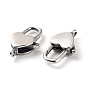 925 Thailand Sterling Silver Lobster Claw Clasps, with 925 Stamp, Heart