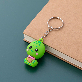 PVC Plastic Cute Snake Pendant Keychain, with Iron Ring