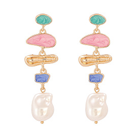 Colorful Pearl Earrings for Women, Simple and Fashionable Ear Drops with Trendy Style