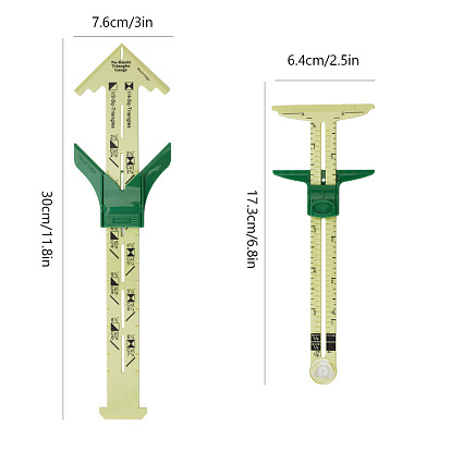 Calibre deslizante gorgecraft herramienta de regla de costura de medición y calibre deslizante de plástico 5 -in- 1, para coser, elaboración, marcando agujeros de botón