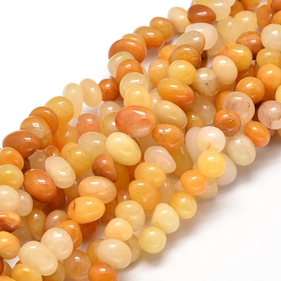 Natural Topaz Jade Gemstone Nuggets Bead Strands, Tumbled Stone, 6~10x9~12x8~10mm, Hole: 1mm, about 15.3 inch ~15.7 inch