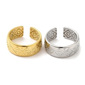 304 Stainless Steel Open Cuff Rings, Totem Pattern