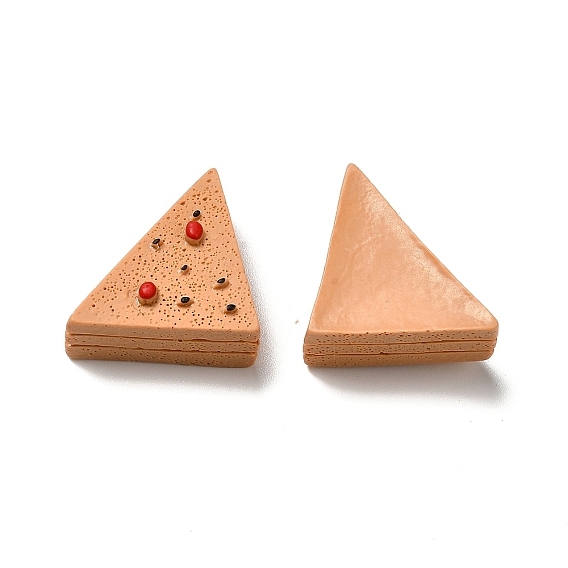 Cabochons décodés alimentaires imitation résine opaque, gateau de triangle