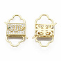 Brass Micro Pave Cubic Zirconia Clasps, Nickel Free, Rectangle with Snake