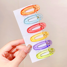 6Pcs Transparent Candy Color Plastic Alligator Hair Clips, for Girls Fashion Kids Hair Accessories, Mixed Color