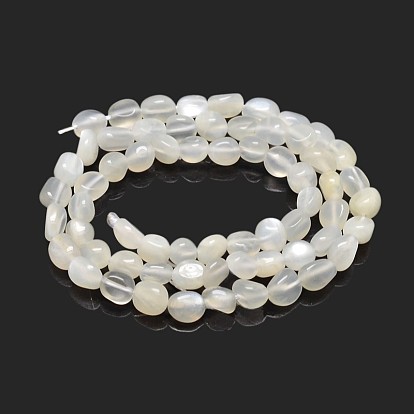 Brins de perles de pépites de pierre de lune blanche naturelle, pierre tombée, 5~10x6~7x3~7mm, Trou: 1mm, environ 14.9 pouces ~15.7 pouces