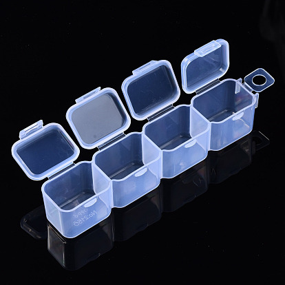 Rectangle Polypropylene(PP) Bead Storage Containers, with Hinged Lid and 28 Grids, Each Row 4 Grids, for Jewelry Small Accessories