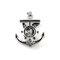 304 Stainless Steel Big Pendants, with 201 Stainless Steel Snap on Bails, Anchor with Eagle Charm