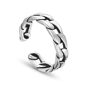 SHEGRACE Antique Curb Chain 925 Sterling Silver Cuff Rings, Open Rings, 18mm