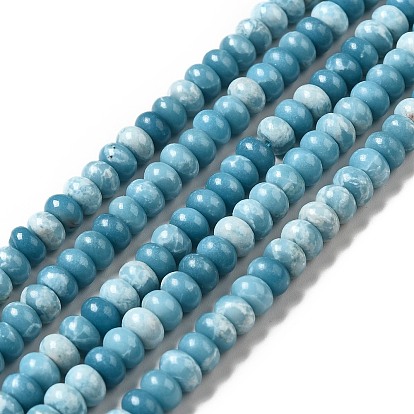 Natural Gemstone Beads Strands, Imitation Larimar, Dyed, Rondelle, Sky Blue