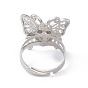 Gemstone Butterfly Adjustable Ring, Platinum Brass Jewelry for Women, Cadmium Free & Lead Free