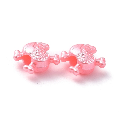Imitations de perles acryliques perles européennes, Perles avec un grand trou   , crane
