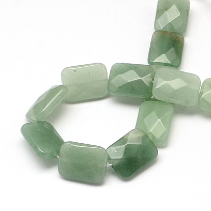 Faceted Rectangle Green Aventurine Beads Strands, Dyed, 16x12~13x5~6mm, Hole: 1mm, about 13pcs/strand, 8.26 inch