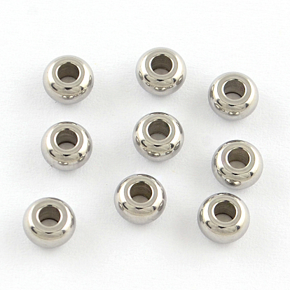 201 Stainless Steel Rondelle Spacer Beads, 5x3mm, Hole: 2mm