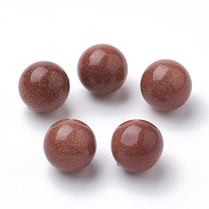 Synthetic Goldstone Beads, Gemstone Sphere, Round, No Hole