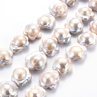 Perles de nacre naturelle brins Keshi, perle de culture d'eau douce, fleur